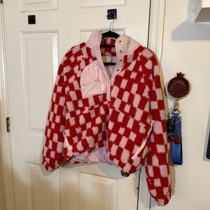Free People Movement Hit The Slopes Checkered Fleece Pullover (Rare Color)